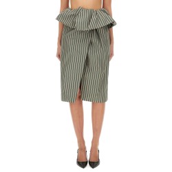 STRIPED MIDI SKIRT