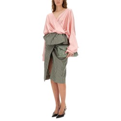 STRIPED MIDI SKIRT
