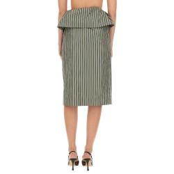 STRIPED MIDI SKIRT