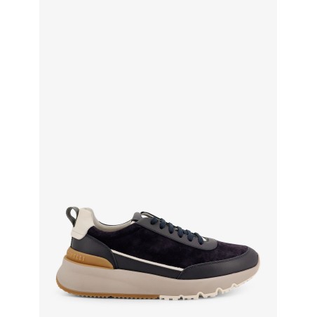 Low-top suede sneakers with leather inserts