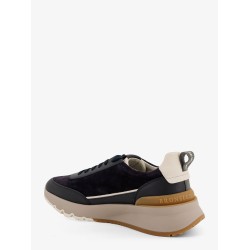Low-top suede sneakers with leather inserts