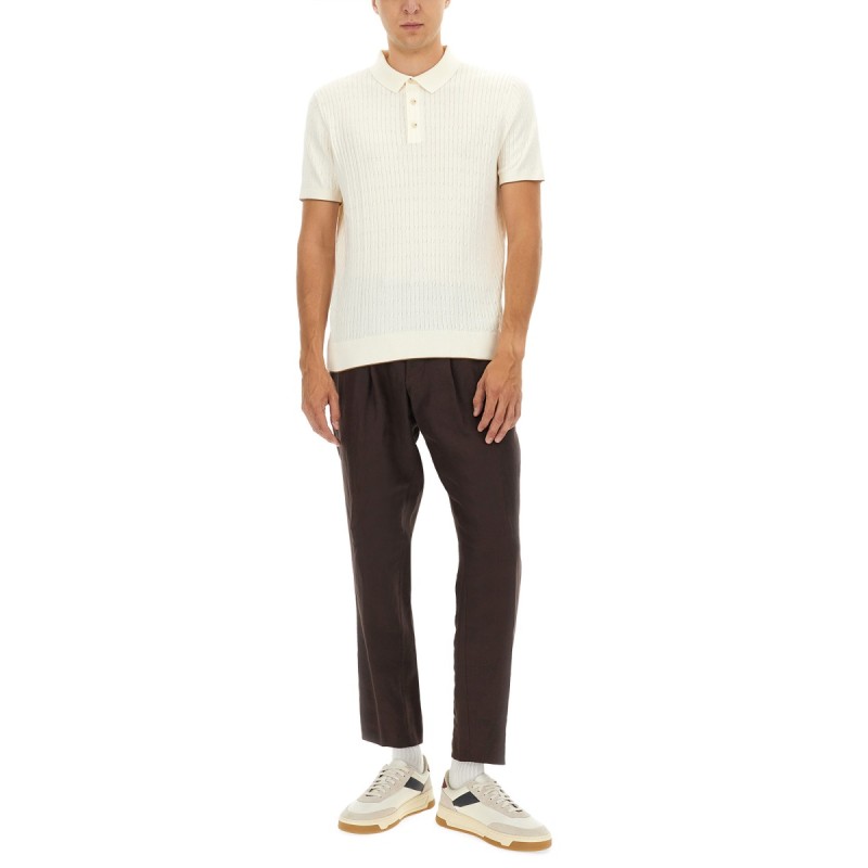 SILK AND COTTON BRAIDED POLO SHIRT