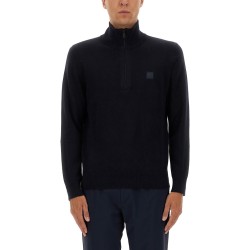 ZIPPERED SWEATER WITH LOGO PATCH