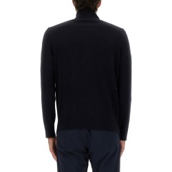 ZIPPERED SWEATER WITH LOGO PATCH