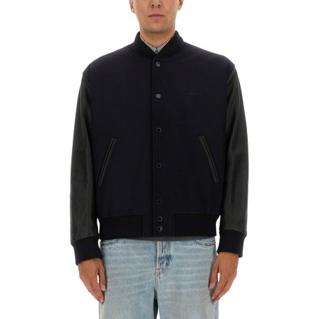 WOOL BOMBER JACKET AND LEATHER SLEEVES