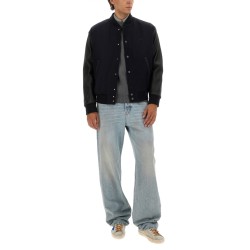 WOOL BOMBER JACKET AND LEATHER SLEEVES