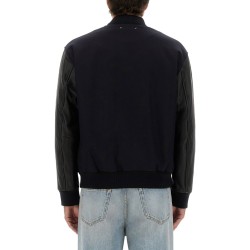 WOOL BOMBER JACKET AND LEATHER SLEEVES