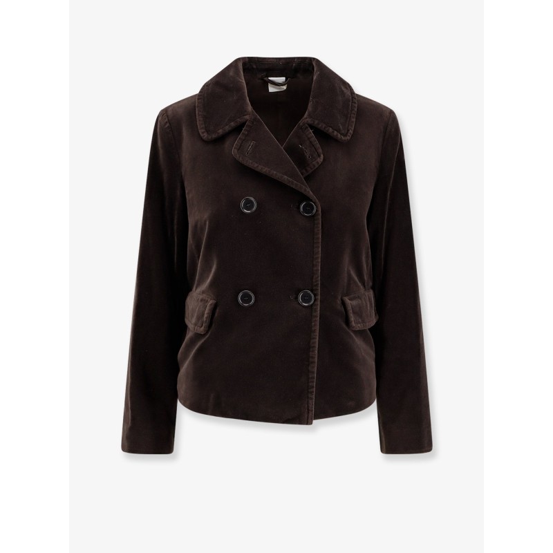 Double-breasted velvet blazer