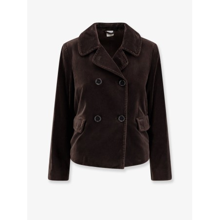 Double-breasted velvet blazer