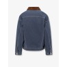 Denim padded jacket with corduroy collar