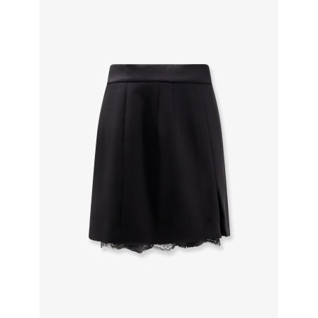 Virgin wool miniskirt with lace detail