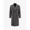 Double-breasted wool coat with herringbone motif
