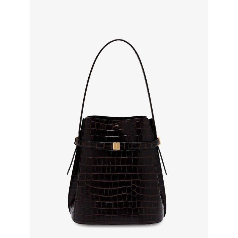 Leather bucket bag with croco effect
