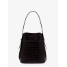 Leather bucket bag with croco effect