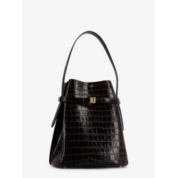 Leather bucket bag with croco effect