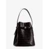 Leather bucket bag with croco effect