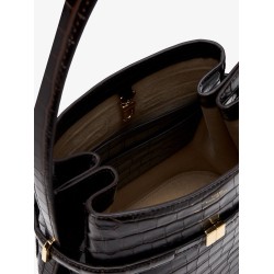 Leather bucket bag with croco effect