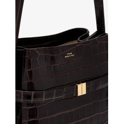 Leather bucket bag with croco effect