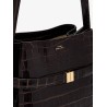 Leather bucket bag with croco effect