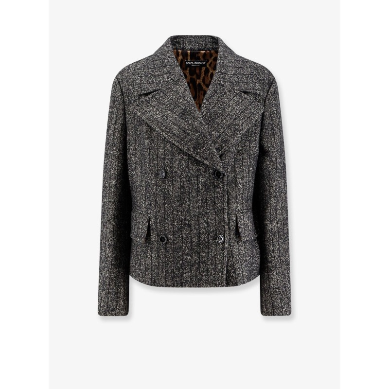 Wool blend striped double-breasted blazer