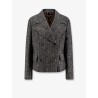 Wool blend striped double-breasted blazer