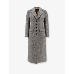 Single-breasted wool chevron coat