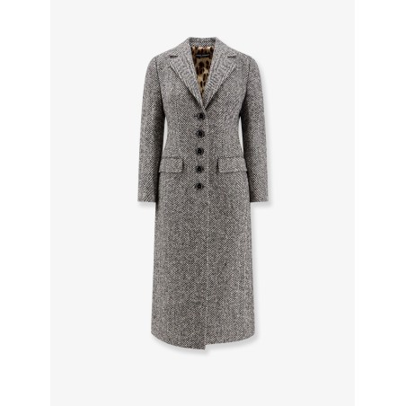 Single-breasted wool chevron coat