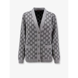 Reversible wool cardigan with GG motif
