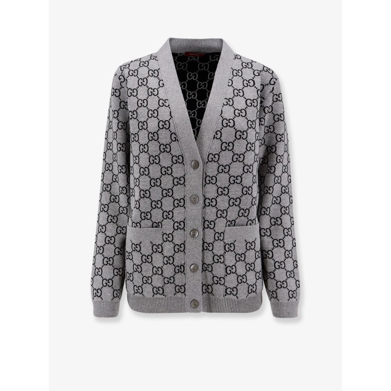 Reversible wool cardigan with GG motif