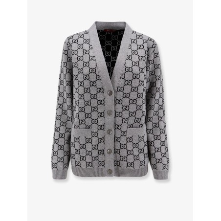 Reversible wool cardigan with GG motif
