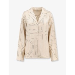 Silk shirt with monogram logo embroidery