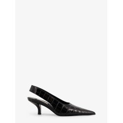 Leather slingback pumps with croco effect