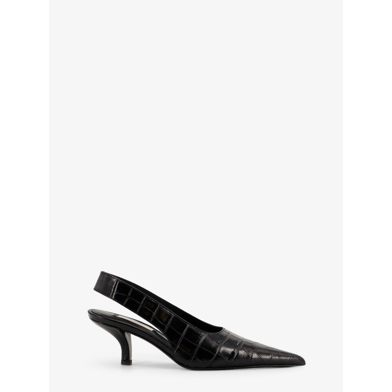 Leather slingback pumps with croco effect