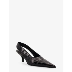 Leather slingback pumps with croco effect