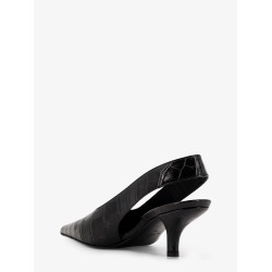 Leather slingback pumps with croco effect