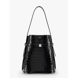 Leather bucket bag with croco effect