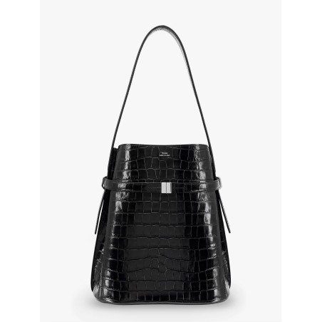 Leather bucket bag with croco effect