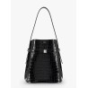 Leather bucket bag with croco effect