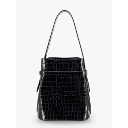 Leather bucket bag with croco effect
