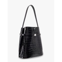 Leather bucket bag with croco effect