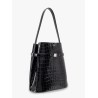 Leather bucket bag with croco effect