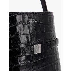 Leather bucket bag with croco effect