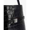 Leather bucket bag with croco effect