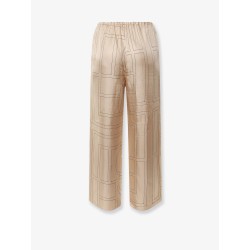 Silk trousers with monogram logo embroidery