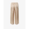 Silk trousers with monogram logo embroidery