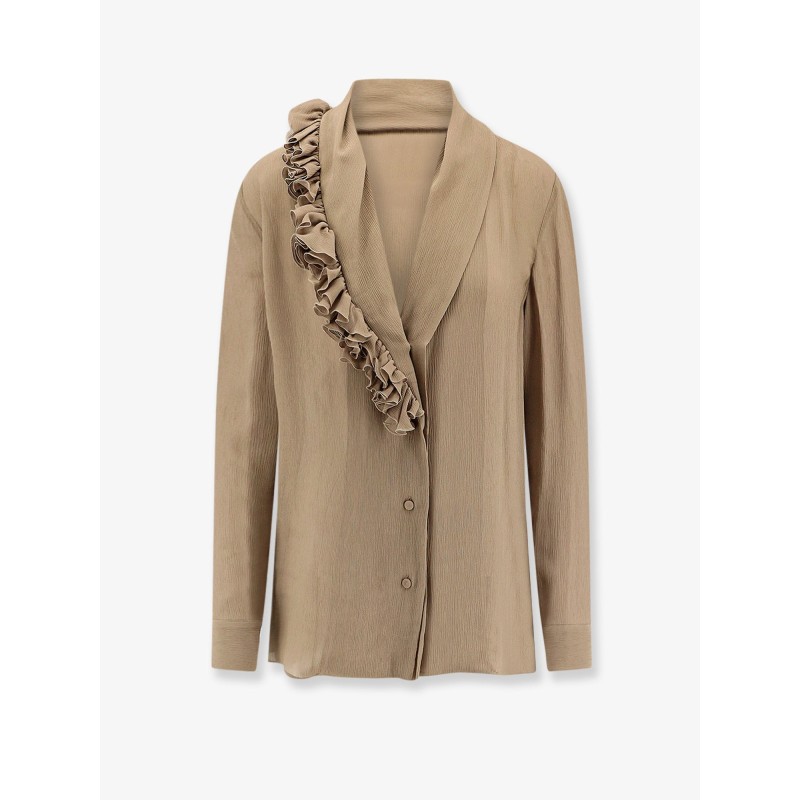 Crepe shirt with ruffles