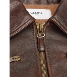 Leather jacket with wool lining
