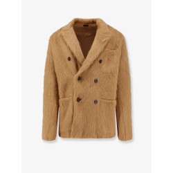 Double-breasted cashmere, mohair and silk jacket