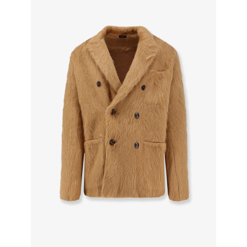 Double-breasted cashmere, mohair and silk jacket