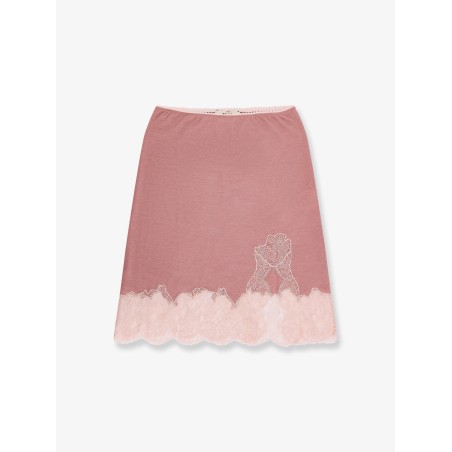Cashmere and silk skirt with lace profiles